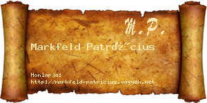 Markfeld Patrícius névjegykártya